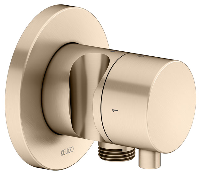 2-way stop and diverter valve with wall outlet
for shower hose and hand shower bracket DN 15